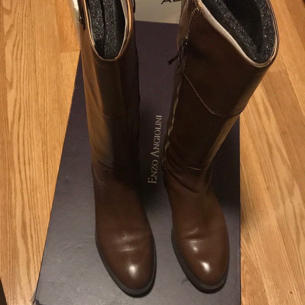 Wide calf brown winter boots